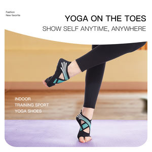 महिलाओं के जिम योग और बैले नृत्य जूते-विरोधी पर्ची लुभावनी एकमात्र फ्लैट नरम मोजे समायोज्य क्रॉस पट्टी के साथ योग - Product Image 2