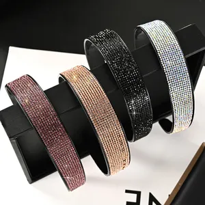 Bling Bling Pha Lê Sang Trọng Headbands Hàn Quốc Thiết Kế Thời Trang Phụ Nữ Rộng Không Trượt Đầy Đủ Rhinestone Hairbands Với Răng Bán Buôn