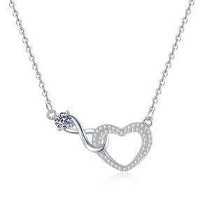 Collier pendentif chaîne claviculaire serti de diamants, amour infini, luxe pour femmes - Product Image 5