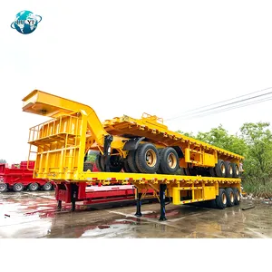 Kéo yên xe 40ft 12.5 m phẳng Container vận chuyển Trailer xe tải tải hàng hóa giường phẳng bán Trailer để bán