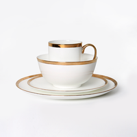 Service de table de luxe 16 pièces en porcelaine fine blanche, vaisselle ronde en céramique pour mariages