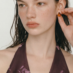 JINYOU 223 Orecchini a Perno con Resina Ambrata Irregolare in Acciaio Inossidabile Placcato Oro, <span class=keywords><strong>Gioielli</strong></span> da Regalo - Product Image 3