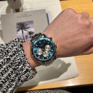 AIMANA, reloj de pulsera de moda luminoso de cristal de 22mm con correa de acero inoxidable de aleación de cuarzo multifuncional suizo para hombre, venta al por mayor - Product Image 2