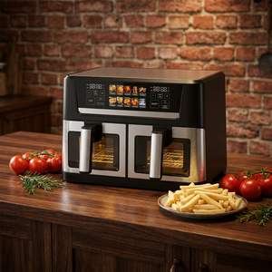 Freidora de Aire Digital de Doble Zona, de Acero Inoxidable y Vidrio, <span class=keywords><strong>El</strong></span>éctrica, Sin Aceite, para Uso Doméstico, Venta al Por Mayor de Fábrica - Product Image 1