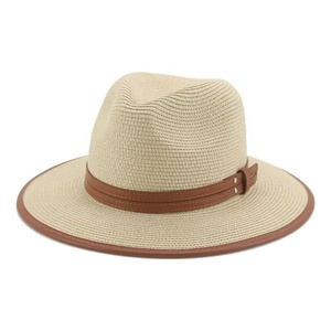 Summer Lady's Straw Fedora Beach Sun Hat Packable Binding Wide Brim Panama Hat <span class=keywords><strong>para</strong></span> mujer - Product Image 4