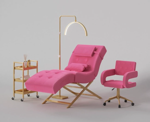 Factory Custom Foldable <b>Adjustable</b> Beauty Lashista Eyelash Massage <b>Table</b> Spa Salon Facial Chair Pink Curve Lash Bed - Product Image 4