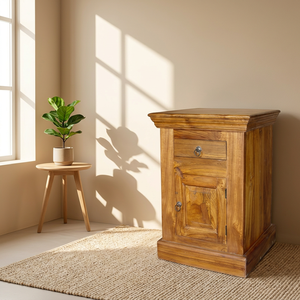Tables de chevet en bois massif de manguier, mini armoire, table d'appoint de lit, meubles de chambre à coucher faits à la main pour salon, hôtel, ferme - Product Image 2