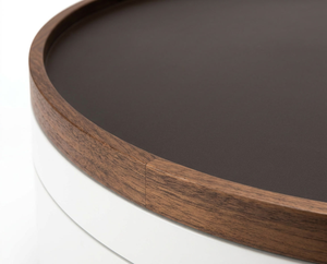 Elegant <b>Round</b> Full Solid Wood Tea Counter Smooth Circular Desktop Low Lounge Stand with Storage Frame - Product Image 2