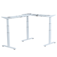 Ada en forme de L électrique réglable en hauteur à trois pieds et trois moteurs cadre de bureaux pour ordinateur portable debout avec angle de 90