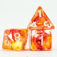 Pour Udixi Logo personnalisable Donjons et Dragons polyédriques en plastique Résine RPG Jeu de dés Glaçure colorée Orange