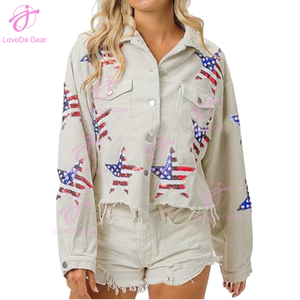 Loveda personnalisé Sequin en gros femmes <span class=keywords><strong>velours</strong></span> côtelé Shacket <span class=keywords><strong>veste</strong></span> mode simple boutonnage Sequin <span class=keywords><strong>veste</strong></span> - Product Image 2