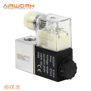 2V025-06 2V025-08 24VDC 220VAC שסתום בקרה חשמלי פנאומטי דו-כיווני למדחס אוויר, פעולה ישירה, סולנואיד, יצרן מקורי AIRWORK - Product Image 5
