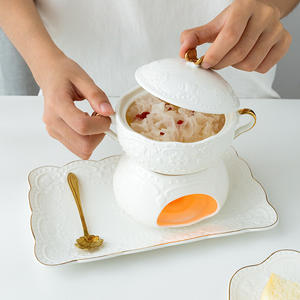 Cuenco <span class=keywords><strong>de</strong></span> cerámica blanca <span class=keywords><strong>para</strong></span> sopa con tapa, tazón <span class=keywords><strong>de</strong></span> porcelana con dos asas <span class=keywords><strong>para</strong></span> aliviar el postre, tazón <span class=keywords><strong>de</strong></span> cereales, <span class=keywords><strong>precio</strong></span> al por mayor - Product Image 3