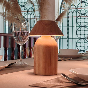 Modern Wood RGB LED Dimmable High CRI 90 <b>Cordless</b> Rechargeable Portable <b>Table</b> <b>Lamp</b> for Restaurant Dinner Use - Product Image 3