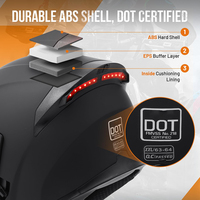 Casque de moto modulaire DOT léger en ABS à coque rabattable avec feu arrière LED
