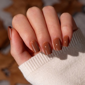 BTARTBOX Uñas Postizas Cortas Cuadradas Reutilizables, Suministros al por Mayor, Uñas de Gel Suave Hechas a Mano, Color Marrón, Kit de Uñas Postizas a Presión - Product Image 1