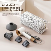 Nouvelle Trousse de Rangement Portable Multifonction Grande Capacité en Coton avec Fermeture Éclair pour Sèche-Cheveux et Outils de Coiffure