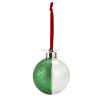 Boule de Noël en plastique transparente, demi-pailletée, pour insertion d'image par sublimation, ornement vierge multi-tailles