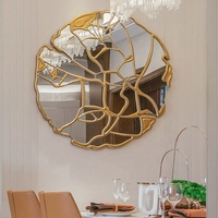 Miroir décoratif rond de luxe, miroir mural avec cadre en métal doré pour le salon, l'entrée et la salle à manger, décoration murale