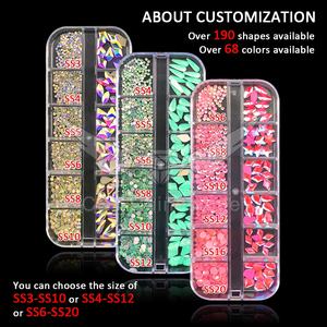 CY Mix Size Nails Art Crystal <span class=keywords><strong>Cristal</strong></span> Decoración Red Flat Back Rhinestone Set Kits Piedra para uñas - Product Image 4