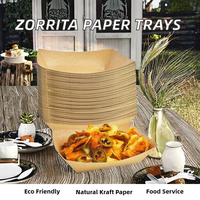 ZORRITA 3 lb Plateaux carrés jetables en papier kraft écologique pour biscuits, lot de 50, paniers de service pour fêtes