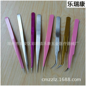 Lekang 03 Stainless Steel Precision Tweezers Curved Tip For Eyelash <b>Extension</b> <b>Nail</b> Art Pink Gold Silver Color - Product Image 2