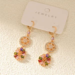 <span class=keywords><strong>2025</strong></span> mới hợp thời trang tùy chỉnh chống xỉn đồng thau Zircon Bông tai 18K mạ vàng tuyên bố thả bông tai Bộ Pendientes de lujo - Product Image 3