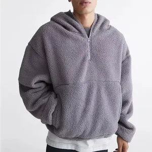 Felpe Invernali Personalizzate da Uomo in Pile Sherpa con Mezza Zip, Giacca <span class=keywords><strong>Teddy</strong></span> Sherpa con Zip a un Quarto, Felpe con Cappuccio da Uomo - Product Image 1
