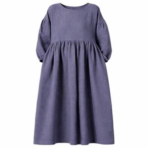 Custom-made Blue <strong>Linen</strong> Women's <strong>Dress</strong> Is Breathable, Loose and Mid-length, Suitable for Daily Casual Wear and <strong>Wedding</strong> Outfits - Product Image 2