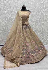 Lehenga Choli indien de fête, moderne, naturel, longueur au sol, anti-plis, avec broderie fantaisie, paillettes et zari, exportateur indien - Product Image 5