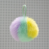 Pompon en fausse fourrure multicolore de 5 cm avec boucle élastique et tirette de fermeture éclair pour trousse à crayons, sac à dos, sac, décoration artisanale DIY