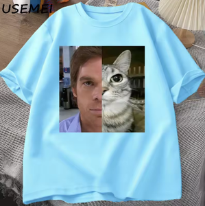 T-shirt Dexter Morgan Cat, divertente maglietta in cotone a maniche corte con scollo a <span class=keywords><strong>O</strong></span>, abbigliamento streetwear unisex, abbigliamento da uomo, t-shirt stampata Harajuku. - Product Image 3
