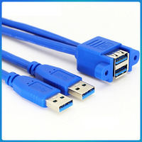 Boîtier d'ordinateur Câble USB Double USB 3.0 Mâle à Femelle Câble de montage sur panneau Cordon de données d'extension USB pour ordinateur