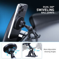 Support magnétique pour téléphone super puissant 360° °   Support de téléphone flexible et rotatif pour tableau de bord de voiture avec adhésif 3M mains libres