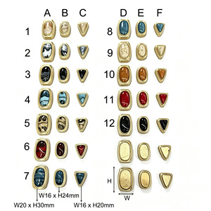 Breloques pour chaussures en résine effet marbre, base dorée en ABS, rivets à pression, décorations triangulaires et ovales pour sandales, clous de quincaillerie pour sacs - Product Image 2