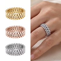 Bijoux de mode classiques, cadeau personnalisé, créatif, unisexe, anneaux en argent sterling 925 avec zircon, design de bracelet de montre pour hommes et femmes