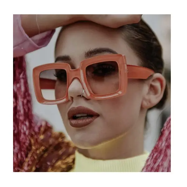 2022 Custom Fashion Trendy Concave Shape Clear Oversized Big Square Large Frames Shades UV 400 Lens Sun Glasses Sunglasses