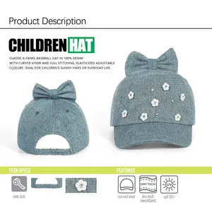 Recycled Soft Newborn Infant Baby Custom Wash Denim Cap Hat Children Dad Hat Different Types Of Sports Kids Printed Caps