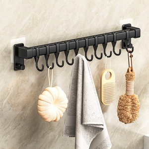 Guangkai Wall Mounted <b>Kitchen</b> <b>Rack</b> Aluminum Multifunction Adjustable No Drilling Required <b>Kitchen</b> <b>Storage</b> Hooks - Product Image 1