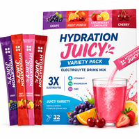 Poudre d'électrolytes pour l'hydratation, pack varié et fruité, 3X électrolytes, vitamine C, magnésium, zinc, préparation en poudre à portion individuelle