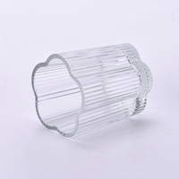 Pot à bougie en verre à rayures verticales, bord festonné, forme de pétale, décoration d'intérieur, mariage, Noël, diffuseur d'arômes