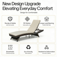 Chaise longue de jardin pliante en rotin PE Meiqi avec table d'appoint, transat de piscine et de plage pour villa et extérieur