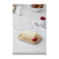 Plato para Mantequilla con Tapa Magnética, Base de Bambú, Diseño Minimalista Hecho a Mano, Apto para Lavavajillas, 12x8cm