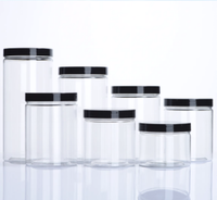 Couvercle noir de qualité alimentaire en plastique PET pot à large ouverture seau d'emballage de thé de fleur de noix transparente avec bouchon à vis en forme de cylindre