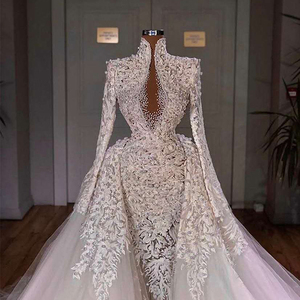 Jancember RSM67218 Sexy di Lusso Perle di <span class=keywords><strong>Tulle</strong></span> Delle Donne Del Manicotto <span class=keywords><strong>Lungo</strong></span> Abiti Da Sposa - Product Image 1