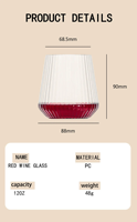 Verre à vin sans pied en plastique ondulé réutilisable et écologique de 12 oz, durable, pour cocktails, bar à domicile, mariage, fête, gobelet à boisson personnalisé