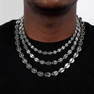 Vente en gros tendance en acier inoxydable 18K plaqué or hip hop chaîne en grains <span class=keywords><strong>de</strong></span> <span class=keywords><strong>café</strong></span> en or collier bracelet ensemble <span class=keywords><strong>de</strong></span> bijoux pour cadeau unisexe - Product Image 5