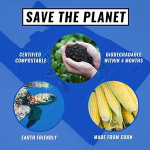 Biodegradable Plastic Bags with Handles (100 Count) Made From Corn - Grocery Bags with Handles - <b>Small</b> <b>Compost</b> Bags - Product Image 2