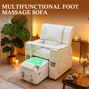 Sillón de Pedicura Eléctrico Reclinable Blanco de Lujo con Masaje por Vibración, Bañera de Hidromasaje sin Tuberías, Mueble de Belleza para Salón de Uñas - Product Image 1