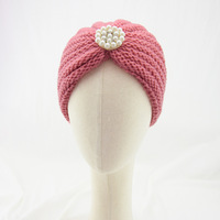 Qianjin, sombrero indio de Color sólido bohemio para mujer, Gema de punto, perla, diamantes de imitación, Otoño Invierno, lana, accesorios decorativos para el cabello